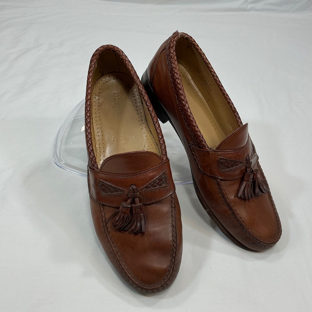 Allen Edmonds Maxfield Mens Brown Leather Woven Tassel Loafers 10.5 D USA Made
